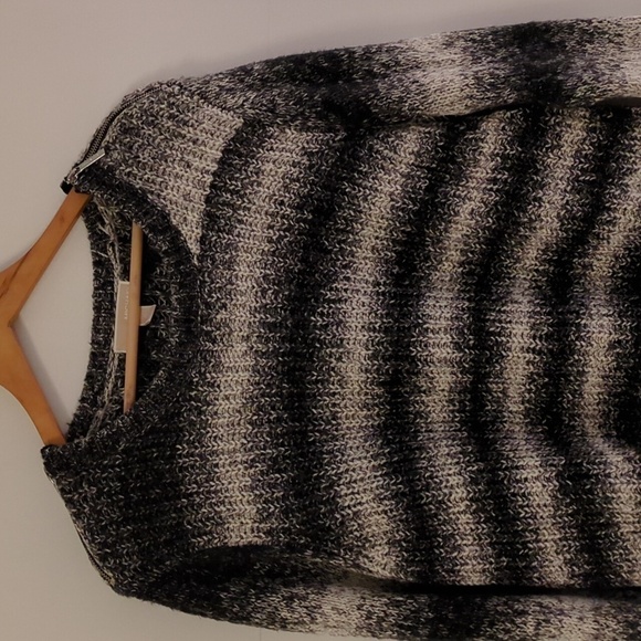 Michael Michael Kors chunky shoulder zipper tie dye black and white sweater XL - Picture 2 of 10